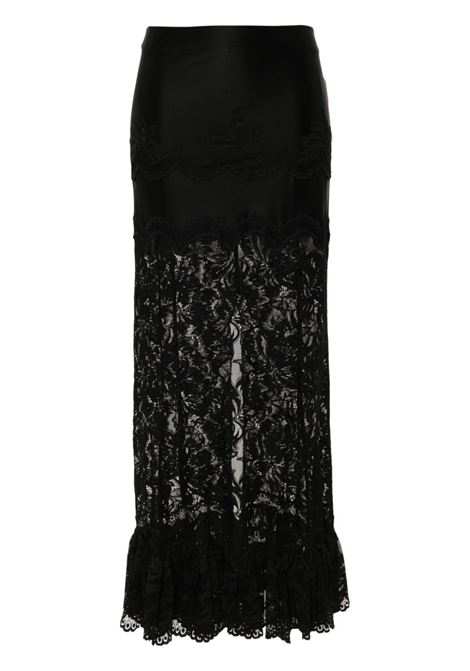 Black lace ruffled maxi skirt Rabanne - women RABANNE | 24AJJU604PA0170P001