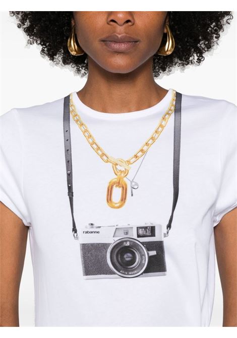 White camera-print cotton T-shirt Rabanne - women RABANNE | 24AJTE169CO0534P100