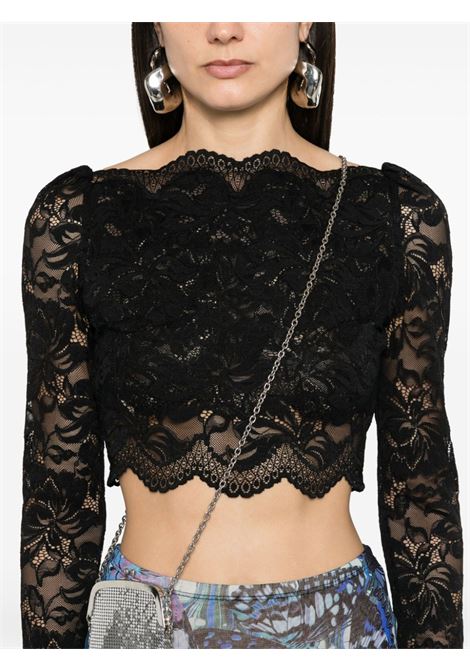 Top crop in pizzo in nero Rabanne - donna RABANNE | 24AJTO845PA0170P001