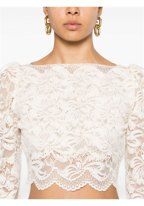 White floral-lace cropped top Rabanne - women  RABANNE | 24AJTO845PA0170P105