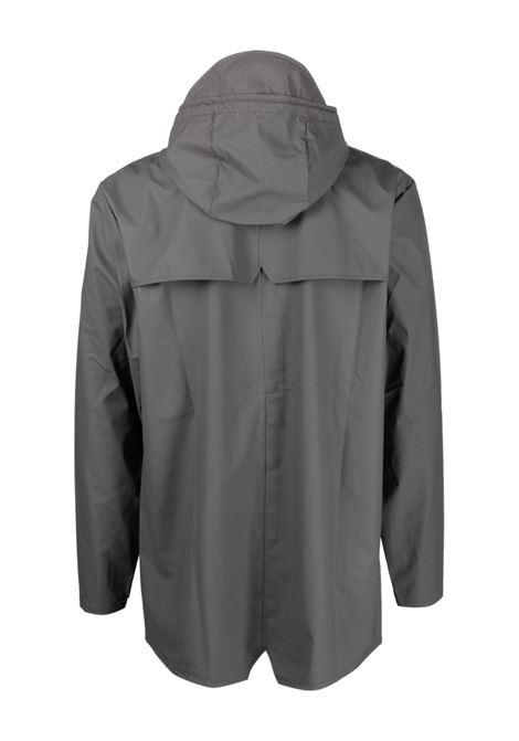 Grey drawstring-hooded buttoned rain jacket Rains - unisex RAINS | RA12010GRY