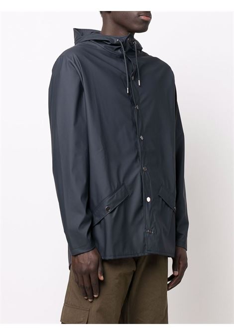 Blue drawstring-hooded  jacket - unisex RAINS | RA12010NAV