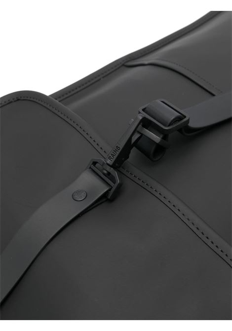 Black logo-engraved foldover-top backpack - men RAINS | RA13000BLA