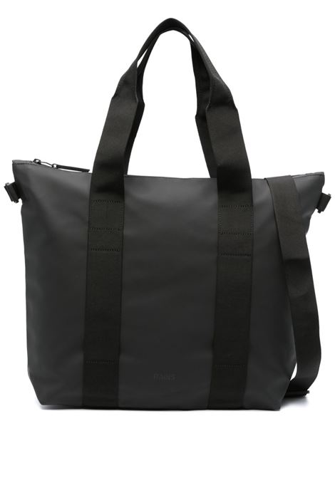 Borsa tote in nero con finitura patinata Rains - unisex RAINS | RA14160BLA