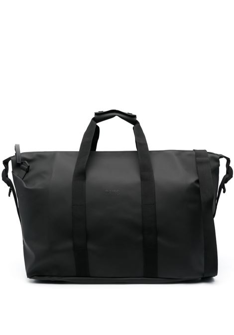 Black logo-debossed zipped bag - men