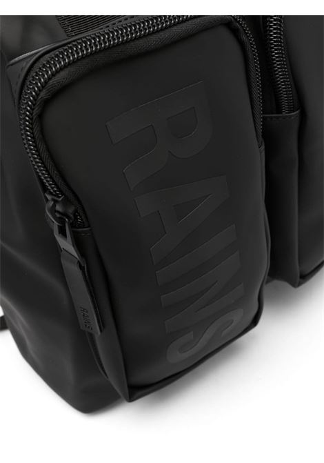 Black logo-print multi-pocket backpack Rains - unisex RAINS | RA14240BLA