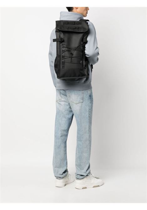 Black logo-strap buckle-fastening backpack Rains - unisex RAINS | RA14340BLA