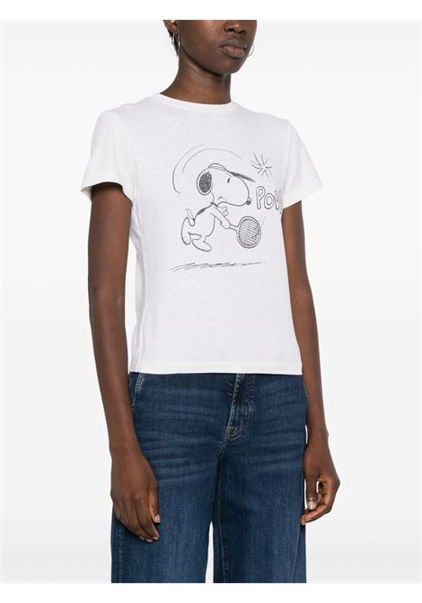 T-shirt con stampa Snoopy Tennis in bianco Re/Done - donna RE/DONE | 02402WCGT302VINTAGEWHITE