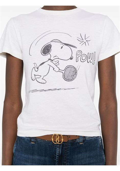 T-shirt con stampa Snoopy Tennis in bianco Re/Done - donna RE/DONE | 02402WCGT302VINTAGEWHITE