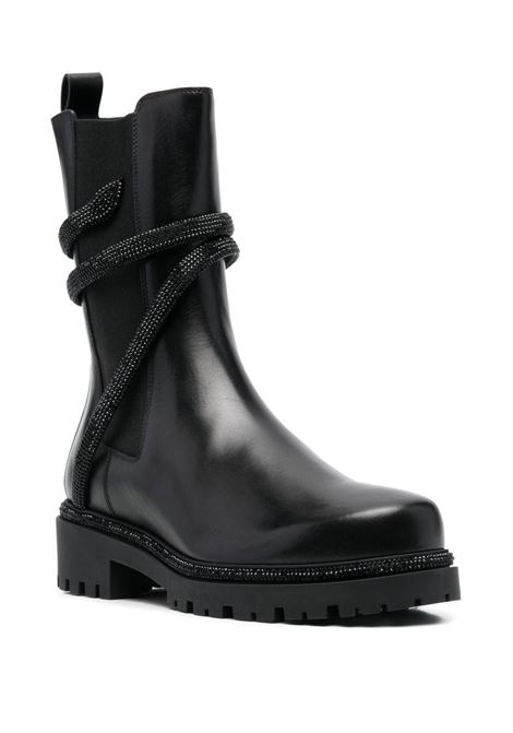 Black crystal-embellished  leather boots Ren? Caovilla - women RENE CAOVILLA | C110590250001V050