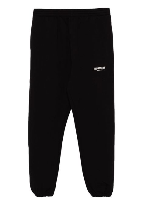 Pantaloni sportivi con stampa in nero Represent - uomo