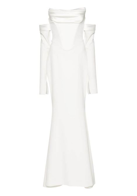 White Raven crepe long dress Rhea Costa - women RHEA COSTA | Dresses | 23200DOFFWHT