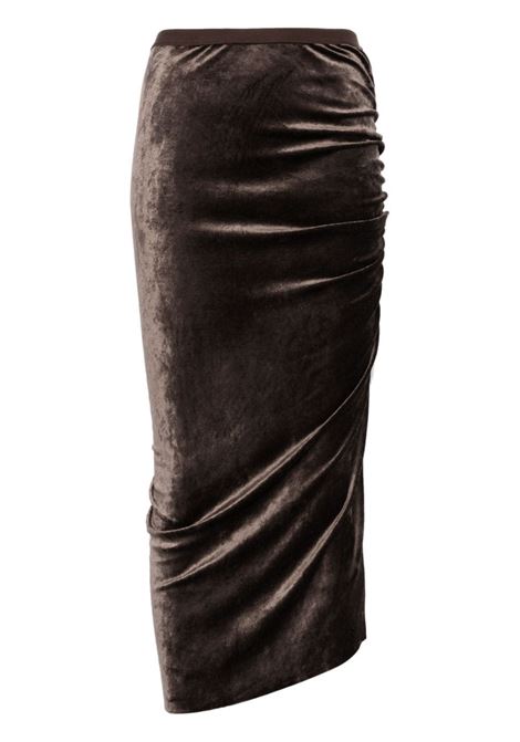 Brown svita velvet midi skirt Rick Owens Lilies - women 