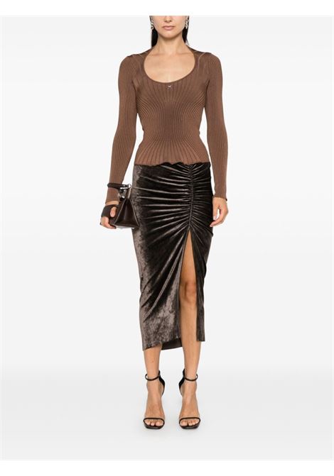 Brown svita velvet midi skirt Rick Owens Lilies - women  RICK OWENS LILIES | LI02D5310VST184