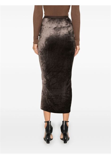 Brown svita velvet midi skirt Rick Owens Lilies - women  RICK OWENS LILIES | LI02D5310VST184