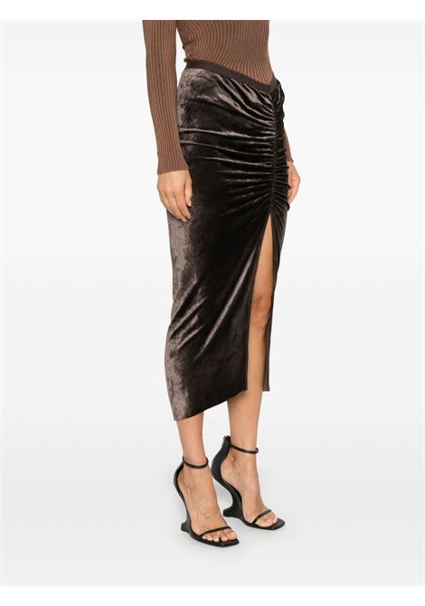 Brown svita velvet midi skirt Rick Owens Lilies - women  RICK OWENS LILIES | LI02D5310VST184