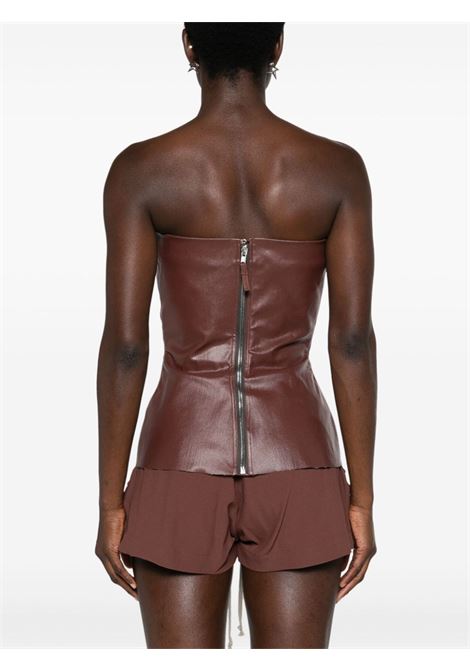 Brown coated-denim bustier top Rick Owens - women RICK OWENS | RP02D3127SCT93