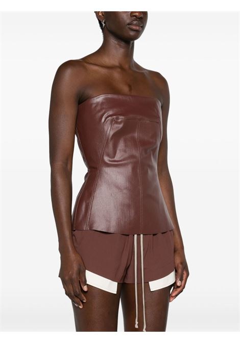 Brown coated-denim bustier top Rick Owens - women RICK OWENS | RP02D3127SCT93