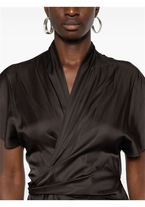 Black tie-fastening satin wrap dress Rick Owens - women  RICK OWENS | RP02D3542SCH78