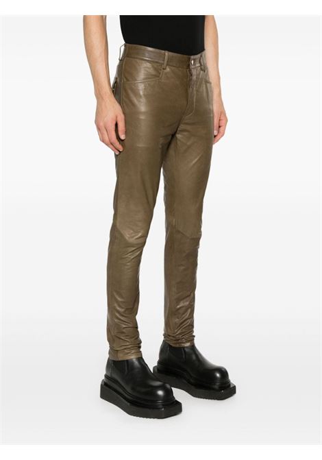 Olive green Leather Tyrone trousers Rick Owens - men RICK OWENS | RU02D6393LNV35