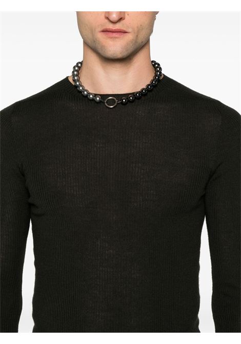 Forest green ribbed-knit virgin wool jumper Rick Owens - men RICK OWENS | RU02D6637RIBM75