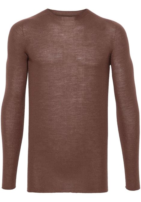 Brown ridded-knit sweater Rick Owens - men RICK OWENS | Sweaters | RU02D6637RIBM93