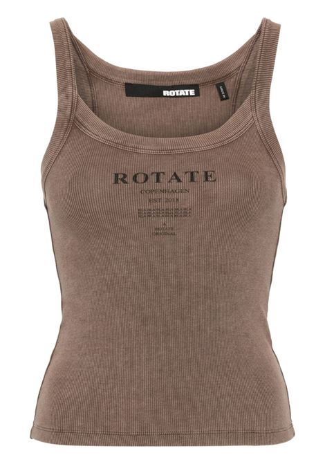 Brown logo-print tank top Rotate - women