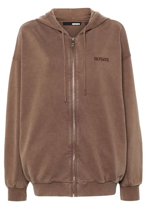 Brown logo-embroidered zipped sweatshirt Rotate - women ROTATE SUNDAY | 11247217051705