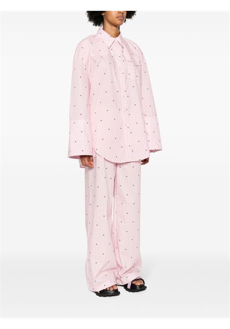 Camicia a righe con stampa in rosa di ROTATE SUNDAY - donna ROTATE SUNDAY | 11249929762976