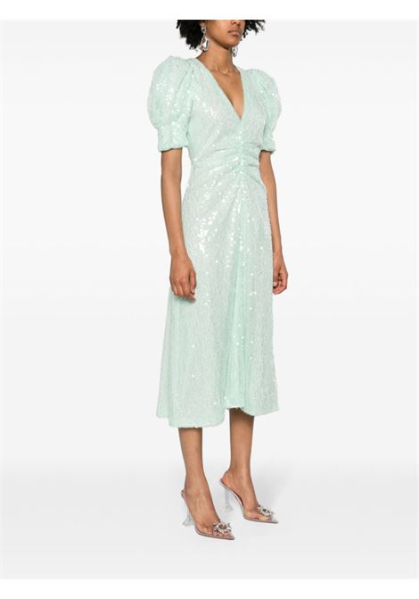 Light green sequinned puff-sleeve midi dress Rotate - women ROTATE | 11257511701170