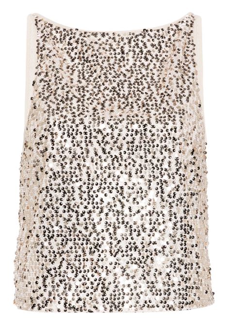 Silver sequinned mesh tank top Rotate - women ROTATE | 11262915311531