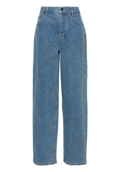 Light blue rhinestone-embellished wide-leg jeans Rotate - women ROTATE | 11263814681468
