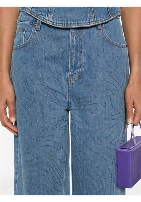 Light blue rhinestone-embellished wide-leg jeans Rotate - women ROTATE | 11263814681468