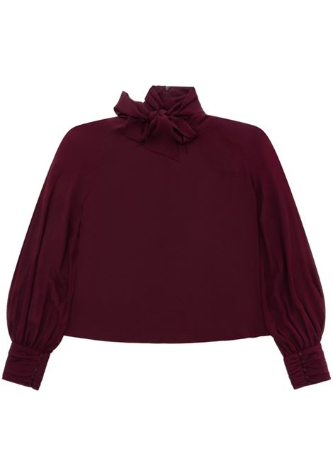 Bordeaux bow-embellished blouse Rowen Rose - women ROWEN ROSE | RR088BRD