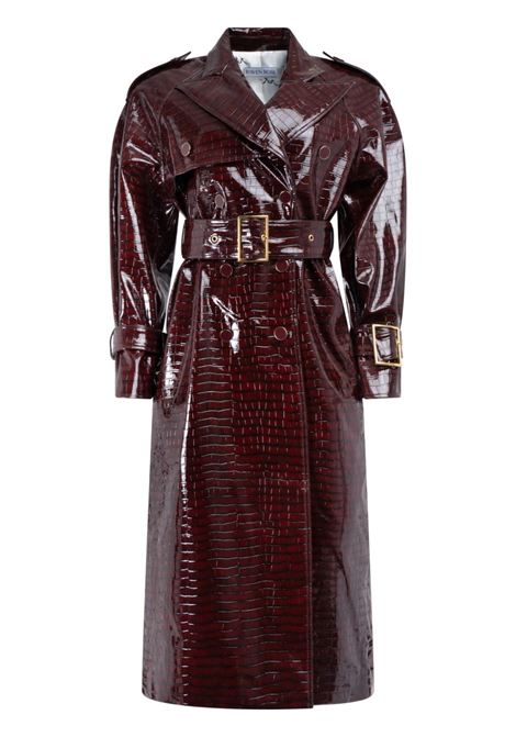 Bordeaux crocodile effect vinyl trench coat Rowen Rose - women ROWEN ROSE | Outerwear | RR326DBRD