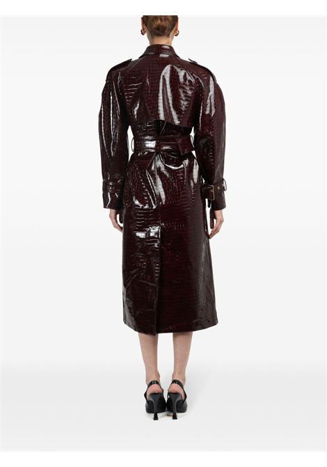 Bordeaux crocodile effect vinyl trench coat Rowen Rose - women ROWEN ROSE | RR326DBRD