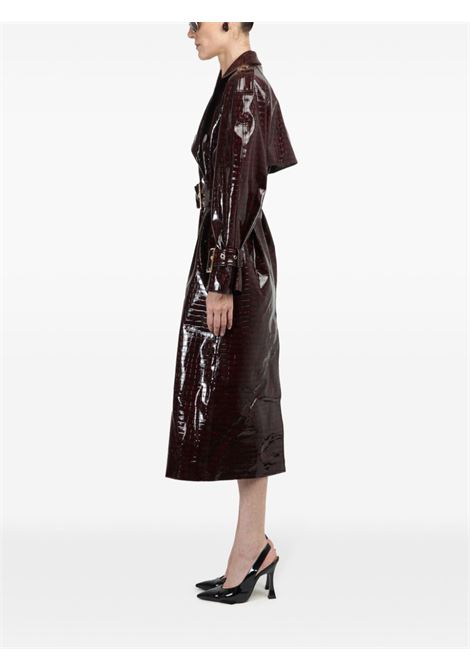 Bordeaux crocodile effect vinyl trench coat Rowen Rose - women ROWEN ROSE | RR326DBRD