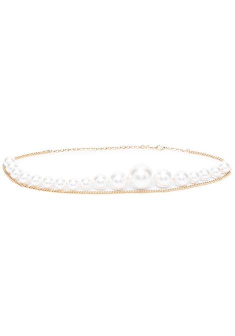 Gold-tone asymmetric pearl chain belt Rowen Rose - women