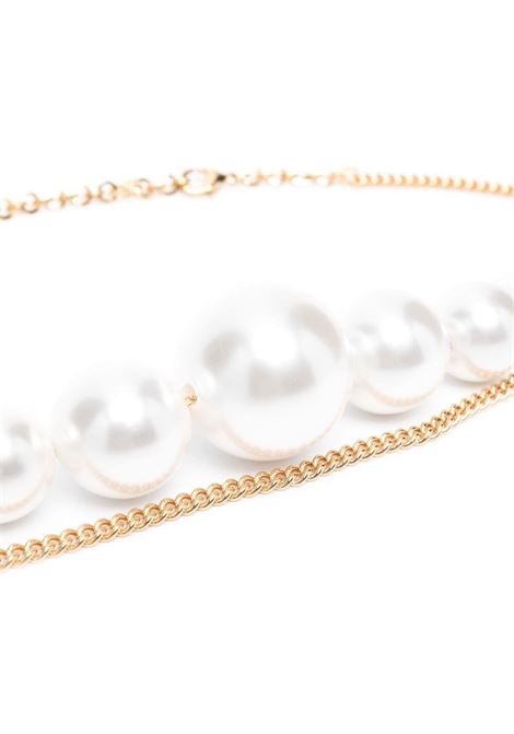 Gold-tone asymmetric pearl chain belt Rowen Rose - women ROWEN ROSE | RRA265011GLDWHT