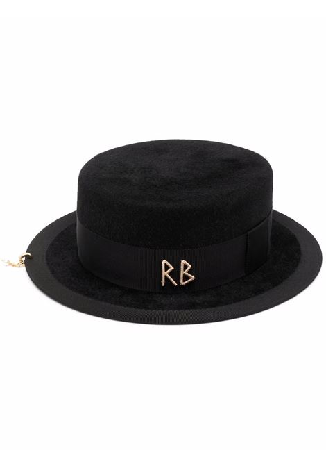 Cappello canotier con piercing in nero Ruslan Baginskiy - donna RUSLAN BAGINSKIY | Cappelli | CNT033F033