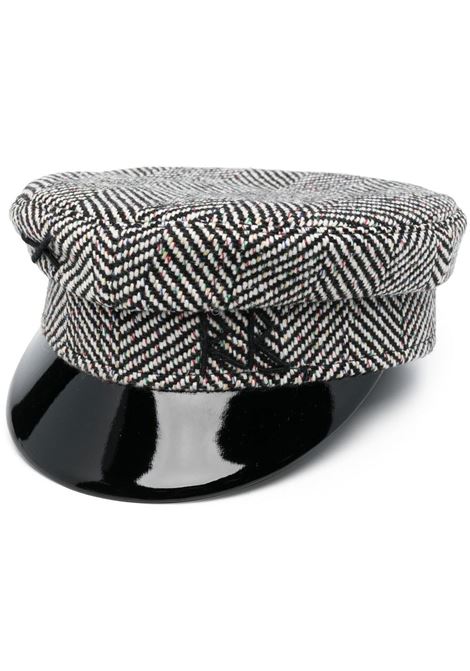 Grey herringbone-pattern baker boy cap - RUSLAN BAGINSKY -  women RUSLAN BAGINSKIY | KPC033040WPYO040