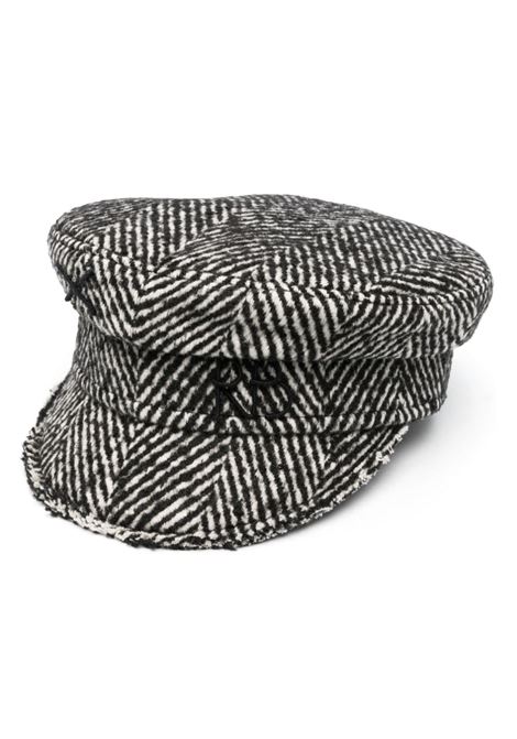 Black and white herringbone baker boy cap - RUSLAN BAGINSKIY - women RUSLAN BAGINSKIY | KPC033WPYOBHRWRB033