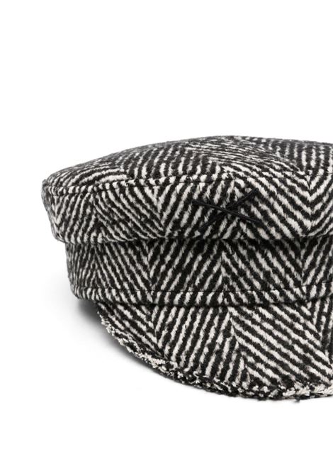 Black and white herringbone baker boy cap - RUSLAN BAGINSKIY - women RUSLAN BAGINSKIY | KPC033WPYOBHRWRB033