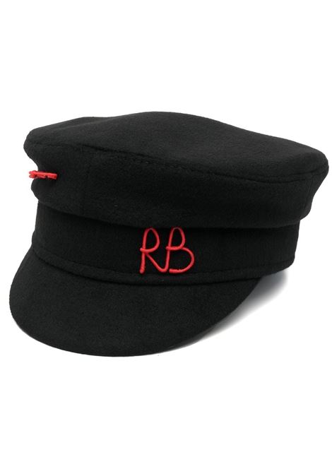 Black logo-embroidered baker boy cap - RUSLAN BAGINSKIY - women RUSLAN BAGINSKIY | Hats | KPC033WWPNSWRB033