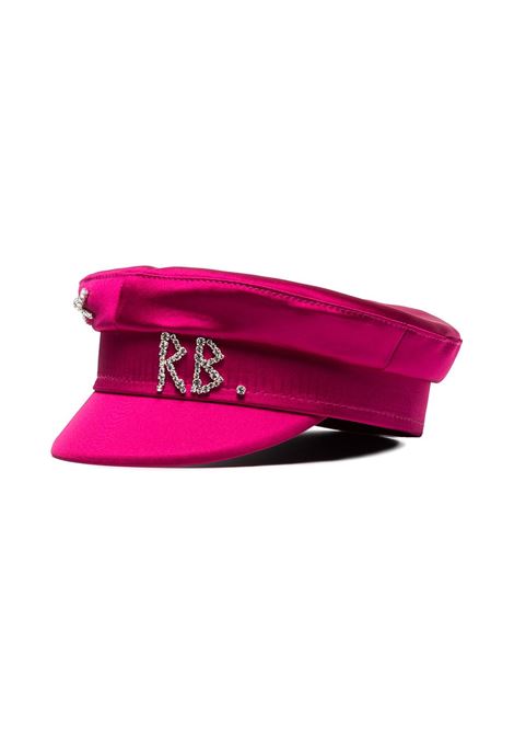 Pink crystal-embellished satin baker boy hat - women RUSLAN BAGINSKIY | KPC038STNDMD038