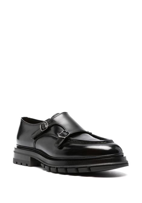 Derby in pelle con fibbie In nero di Santoni - uomo SANTONI | MCCO17753MM7HVVDN01