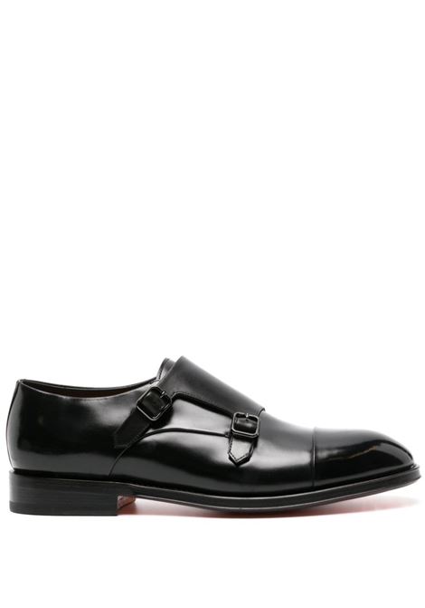 Black double-buckled patent-leather shoes Santoni - men  SANTONI | MCJS18596PB1HOBRN01