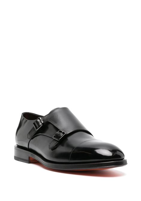 Black double-buckled patent-leather shoes Santoni - men  SANTONI | MCJS18596PB1HOBRN01