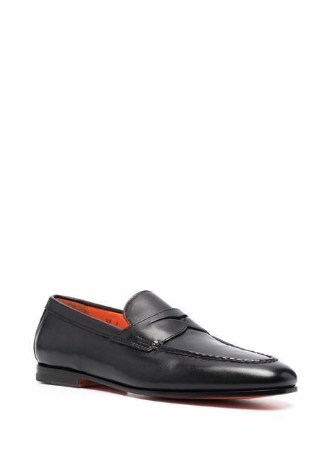 Black door leather loafers Santoni - men SANTONI | MCNC18007SA4BSLFN01