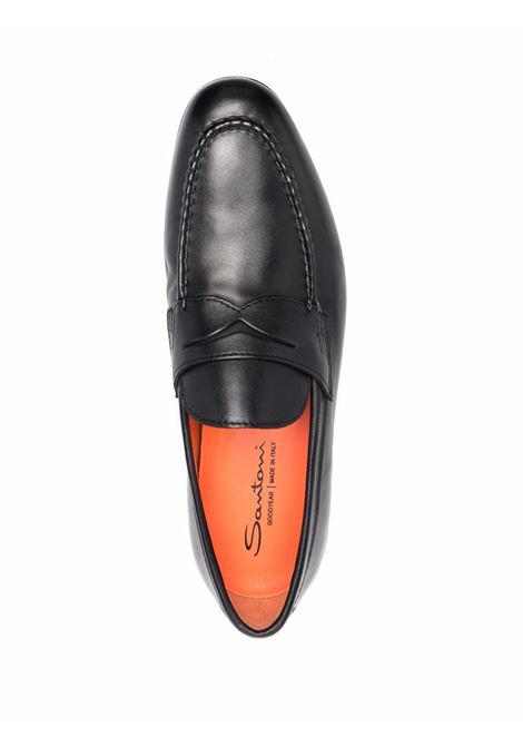 Black door leather loafers Santoni - men SANTONI | MCNC18007SA4BSLFN01